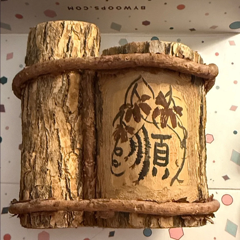Rustic Brown Wooden Pencil Holder